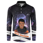 Mae Jemison Button Sweatshirt Cartoon Astronaut Portrait, The Sky Is Not the Limit Quote and Galaxy Dreamer