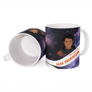Mae Jemison Ceramic Mug Cartoon Astronaut Portrait, The Sky Is Not the Limit Quote and Galaxy Dreamer - African Pride