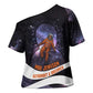 Mae Jemison Cross Shoulder Shirt Cartoon Astronaut Portrait, The Sky Is Not the Limit Quote and Galaxy Dreamer - African Pride