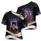 Mae Jemison Cross Shoulder Shirt Cartoon Astronaut Portrait, The Sky Is Not the Limit Quote and Galaxy Dreamer - African Pride