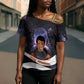 Mae Jemison Cross Shoulder Shirt Cartoon Astronaut Portrait, The Sky Is Not the Limit Quote and Galaxy Dreamer - African Pride