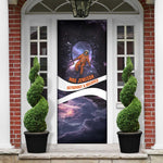 Mae Jemison Door Cover Cartoon Astronaut Portrait, The Sky Is Not the Limit Quote and Galaxy Dreamer - African Pride