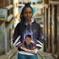 Mae Jemison Hoodie Cartoon Astronaut Portrait, The Sky Is Not the Limit Quote and Galaxy Dreamer - African Pride