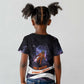 Mae Jemison Kid T shirt Cartoon Astronaut Portrait, The Sky Is Not the Limit Quote and Galaxy Dreamer - African Pride