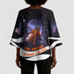 Mae Jemison Kimono Sleeve Blouse Cartoon Astronaut Portrait, The Sky Is Not the Limit Quote and Galaxy Dreamer - African Pride