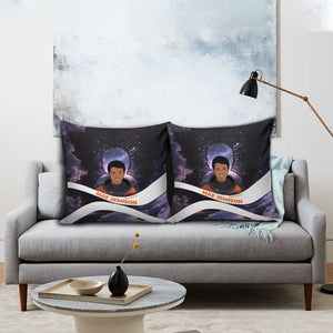 Mae Jemison Pillow Cover Cartoon Astronaut Portrait, The Sky Is Not the Limit Quote and Galaxy Dreamer - African Pride