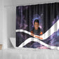 Mae Jemison Shower Curtain Cartoon Astronaut Portrait, The Sky Is Not the Limit Quote and Galaxy Dreamer - African Pride
