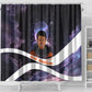 Mae Jemison Shower Curtain Cartoon Astronaut Portrait, The Sky Is Not the Limit Quote and Galaxy Dreamer - African Pride