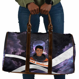 Mae Jemison Travel Bag Cartoon Astronaut Portrait, The Sky Is Not the Limit Quote and Galaxy Dreamer - African Pride