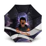 Mae Jemison Umbrella Cartoon Astronaut Portrait, The Sky Is Not the Limit Quote and Galaxy Dreamer - African Pride