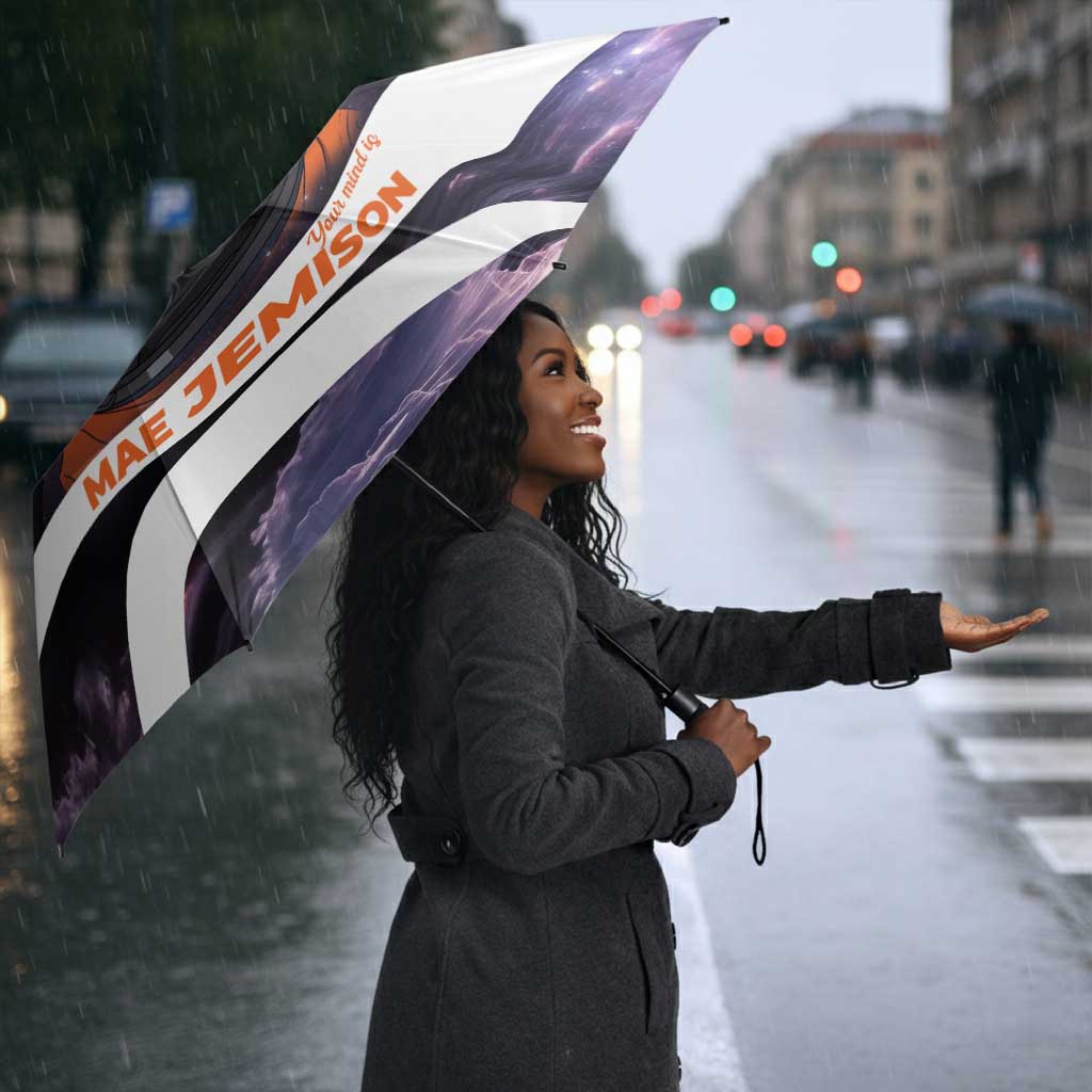 Mae Jemison Umbrella Cartoon Astronaut Portrait, The Sky Is Not the Limit Quote and Galaxy Dreamer - African Pride