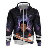 Mae Jemison Zip Hoodie Cartoon Astronaut Portrait, The Sky Is Not the Limit Quote and Galaxy Dreamer - African Pride