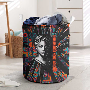 Chimamanda Ngozi Adichie Laundry Basket with Monochrome Portrait, The Danger of a Single Story Quote - African Pride