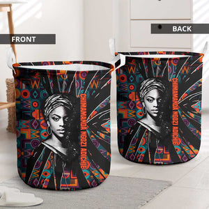Chimamanda Ngozi Adichie Laundry Basket with Monochrome Portrait, The Danger of a Single Story Quote - African Pride