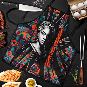 Chimamanda Ngozi Adichie Apron with Monochrome Portrait, The Danger of a Single Story Quote - African Pride