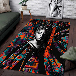 Chimamanda Ngozi Adichie Area Rug with Monochrome Portrait, The Danger of a Single Story Quote - African Pride