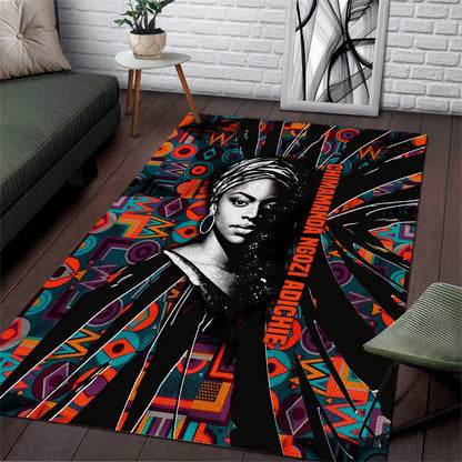 Chimamanda Ngozi Adichie Area Rug with Monochrome Portrait, The Danger of a Single Story Quote - African Pride