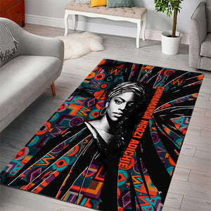Chimamanda Ngozi Adichie Area Rug with Monochrome Portrait, The Danger of a Single Story Quote - African Pride
