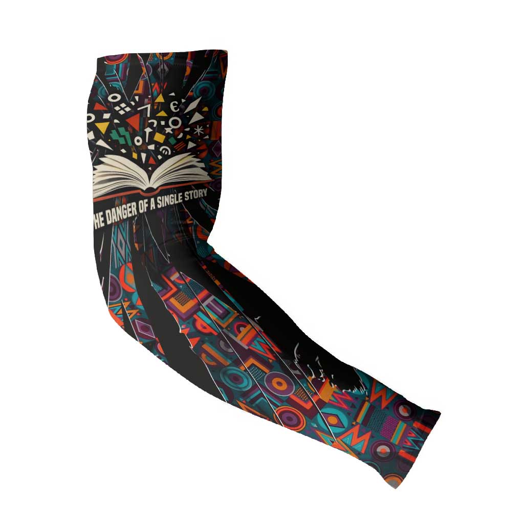 Chimamanda Ngozi Adichie Arm Sleeves with Monochrome Portrait, The Danger of a Single Story Quote - African Pride