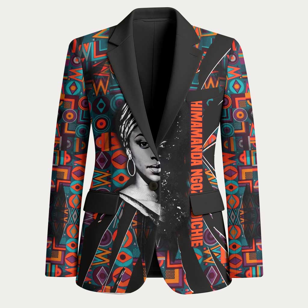 Chimamanda Ngozi Adichie Blazer with Monochrome Portrait, The Danger of a Single Story Quote - African Pride