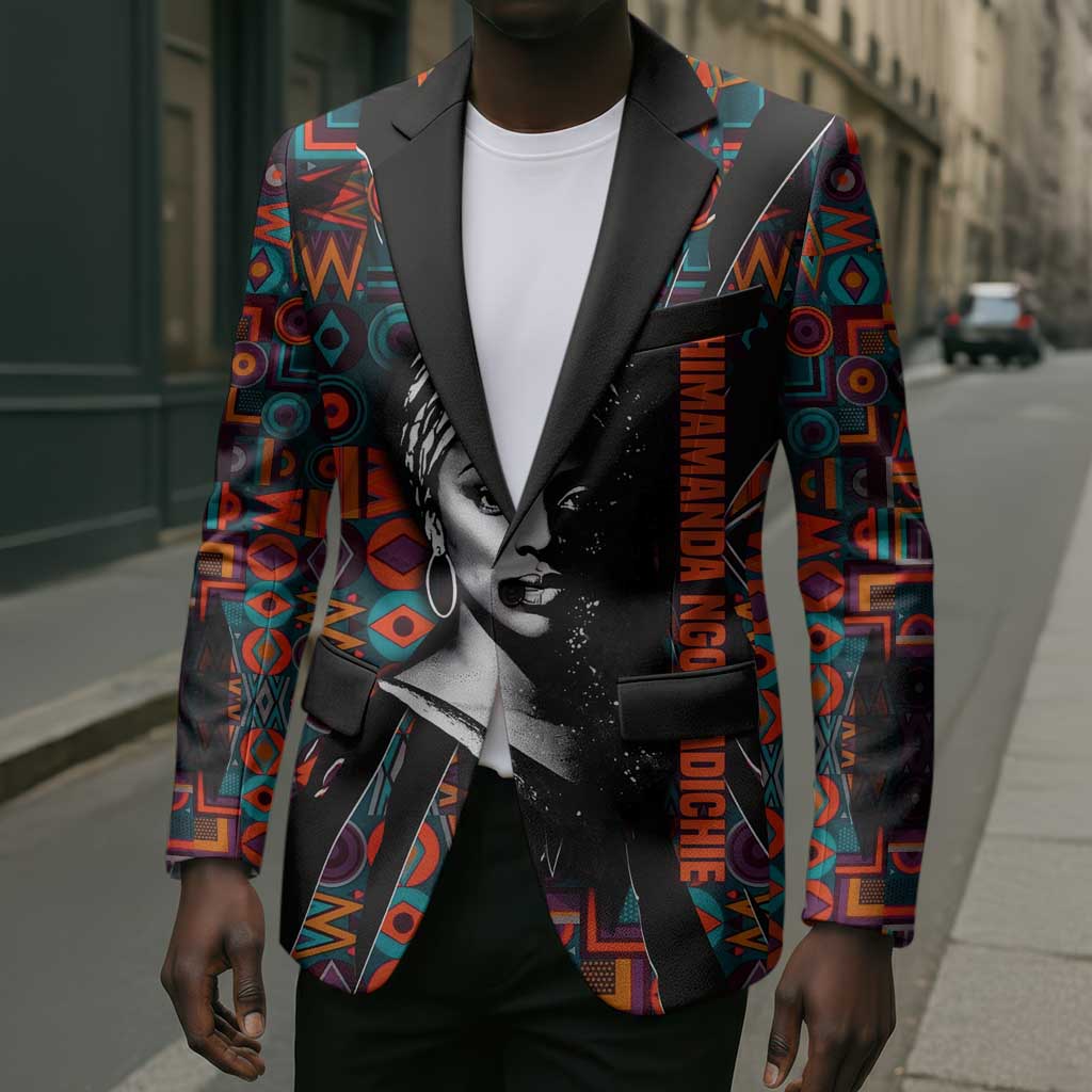 Chimamanda Ngozi Adichie Blazer with Monochrome Portrait, The Danger of a Single Story Quote - African Pride