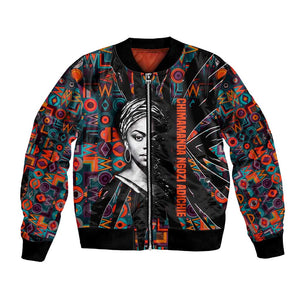 Chimamanda Ngozi Adichie Bomber Jacket with Monochrome Portrait, The Danger of a Single Story Quote - African Pride