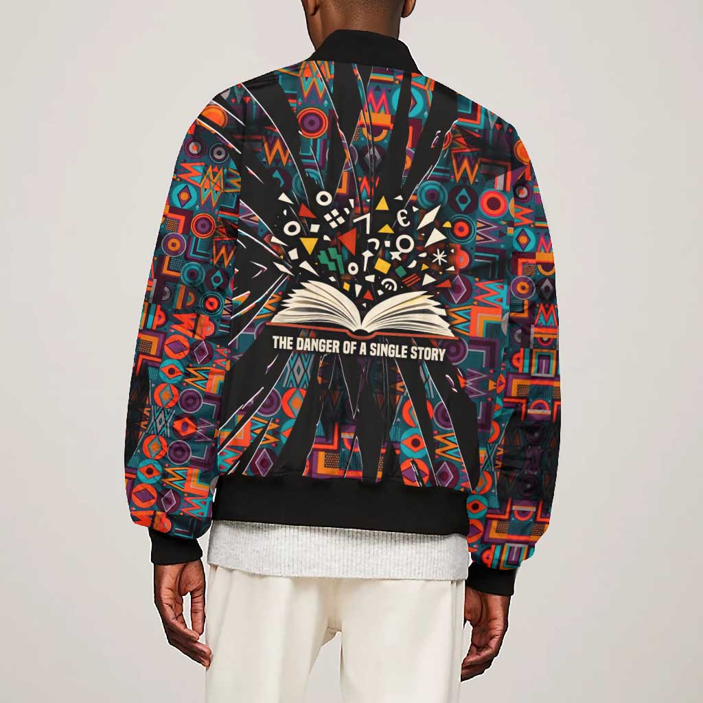 Chimamanda Ngozi Adichie Bomber Jacket with Monochrome Portrait, The Danger of a Single Story Quote - African Pride