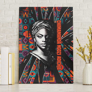 Chimamanda Ngozi Adichie Canvas Wall Art with Monochrome Portrait, The Danger of a Single Story Quote - African Pride