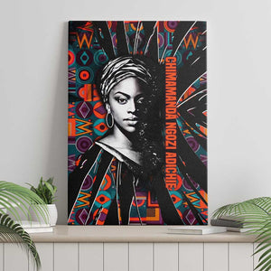 Chimamanda Ngozi Adichie Canvas Wall Art with Monochrome Portrait, The Danger of a Single Story Quote - African Pride
