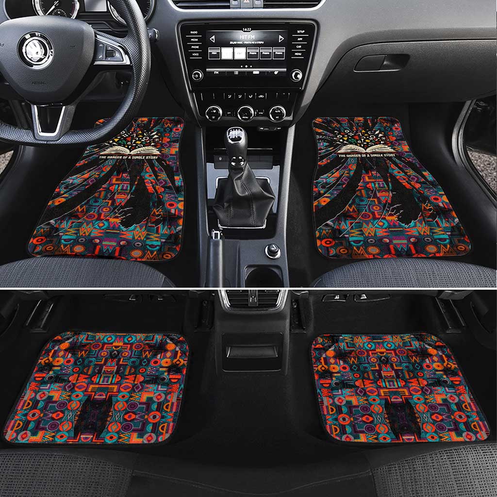 Chimamanda Ngozi Adichie Car Mats with Monochrome Portrait, The Danger of a Single Story Quote - African Pride