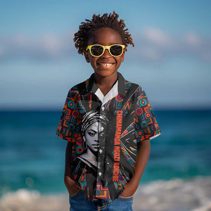 Chimamanda Ngozi Adichie Kid Hawaiian Shirt with Monochrome Portrait, The Danger of a Single Story Quote - African Pride