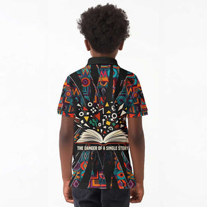 Chimamanda Ngozi Adichie Kid Polo Shirt with Monochrome Portrait, The Danger of a Single Story Quote - African Pride