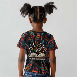 Chimamanda Ngozi Adichie Kid T shirt with Monochrome Portrait, The Danger of a Single Story Quote - African Pride