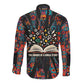 Chimamanda Ngozi Adichie Long Sleeve Button Shirt with Monochrome Portrait, The Danger of a Single Story Quote - African Pride