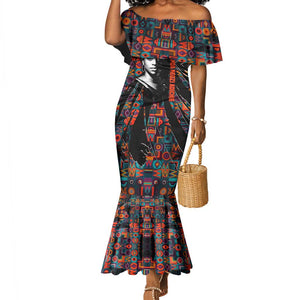 Chimamanda Ngozi Adichie Mermaid Dress with Monochrome Portrait, The Danger of a Single Story Quote - African Pride