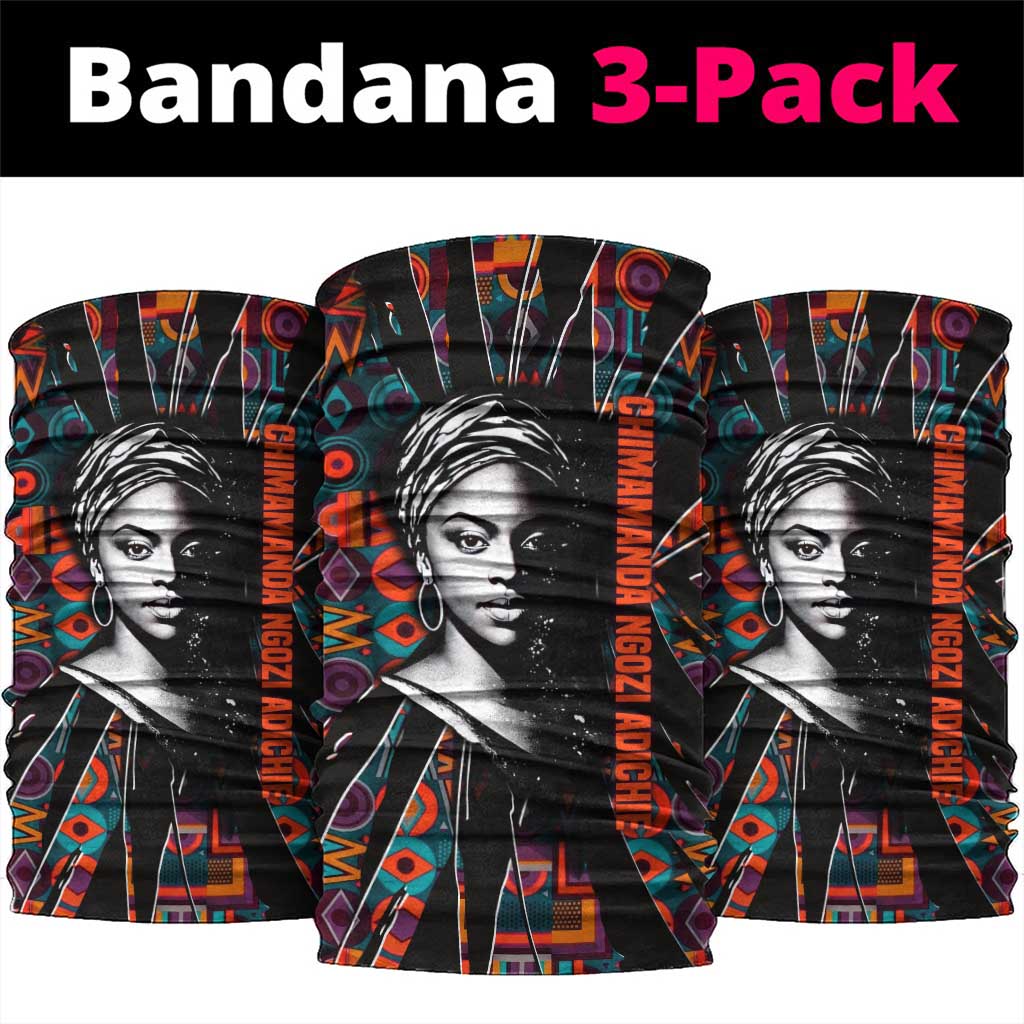 Chimamanda Ngozi Adichie Neck Gaiter with Monochrome Portrait, The Danger of a Single Story Quote - African Pride