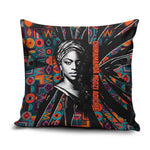 Chimamanda Ngozi Adichie Pillow Cover with Monochrome Portrait, The Danger of a Single Story Quote - African Pride