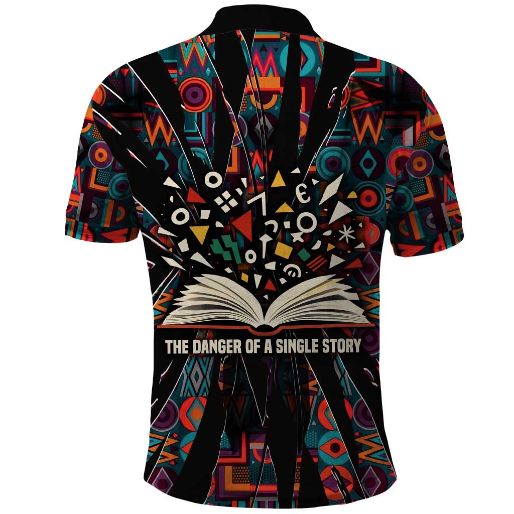 Chimamanda Ngozi Adichie Polo Shirt with Monochrome Portrait, The Danger of a Single Story Quote - African Pride