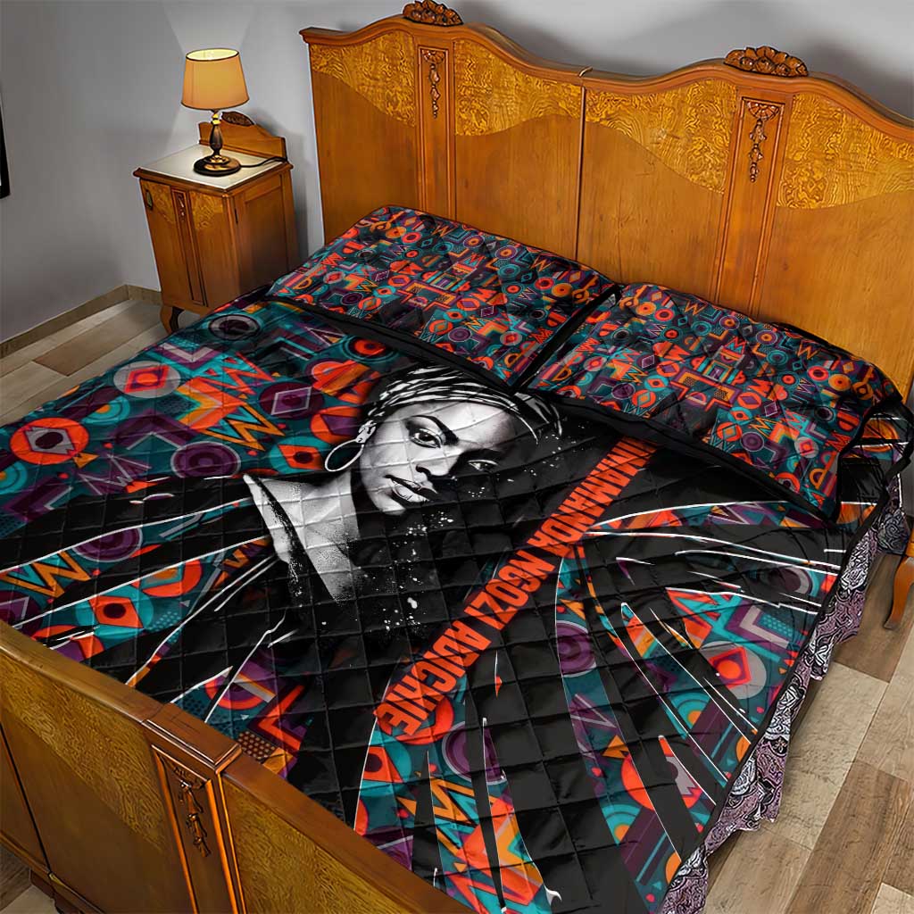 Chimamanda Ngozi Adichie Quilt Bed Set with Monochrome Portrait, The Danger of a Single Story Quote - African Pride