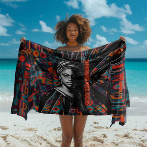 Chimamanda Ngozi Adichie Sarong with Monochrome Portrait, The Danger of a Single Story Quote - African Pride