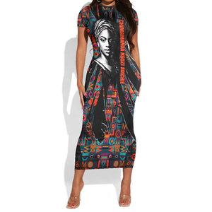 Chimamanda Ngozi Adichie Short Sleeve Bodycon Dress with Monochrome Portrait, The Danger of a Single Story Quote - African Pride