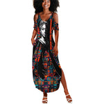 Chimamanda Ngozi Adichie Summer Maxi Dress with Monochrome Portrait, The Danger of a Single Story Quote - African Pride