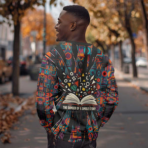 Chimamanda Ngozi Adichie Sweatshirt with Monochrome Portrait, The Danger of a Single Story Quote - African Pride