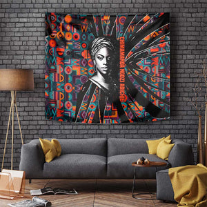 Chimamanda Ngozi Adichie Tapestry with Monochrome Portrait, The Danger of a Single Story Quote - African Pride