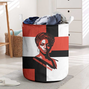 Chimamanda Ngozi Adichie Laundry Basket with Bold Red Portrait, We Should All Be Feminists Quote - African Pride