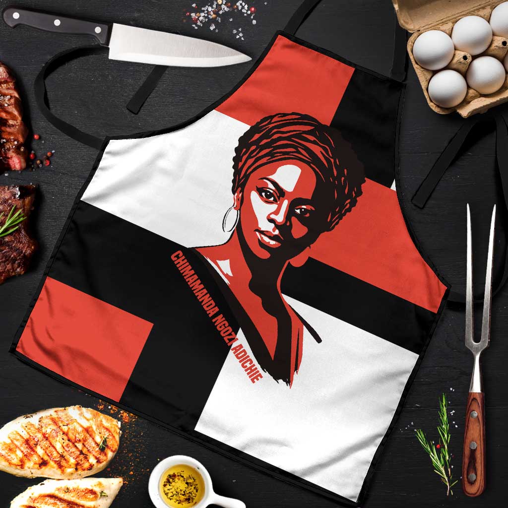 Chimamanda Ngozi Adichie Apron with Bold Red Portrait, We Should All Be Feminists Quote - African Pride