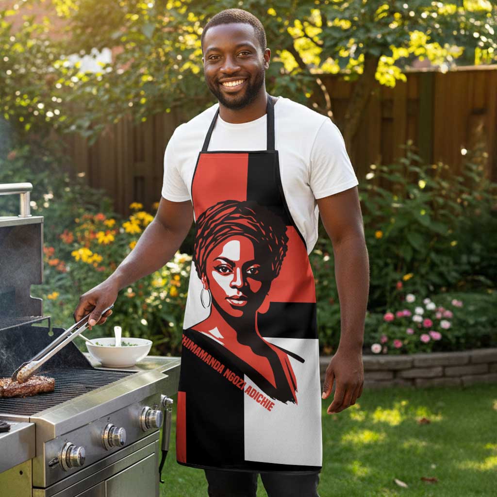 Chimamanda Ngozi Adichie Apron with Bold Red Portrait, We Should All Be Feminists Quote - African Pride