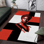 Chimamanda Ngozi Adichie Area Rug with Bold Red Portrait, We Should All Be Feminists Quote - African Pride