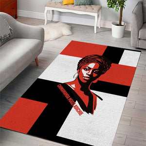 Chimamanda Ngozi Adichie Area Rug with Bold Red Portrait, We Should All Be Feminists Quote - African Pride