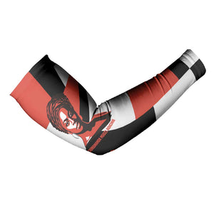 Chimamanda Ngozi Adichie Arm Sleeves with Bold Red Portrait, We Should All Be Feminists Quote - African Pride
